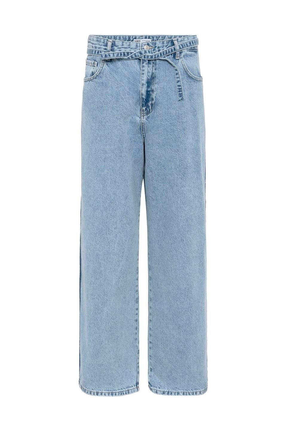 Baggy Jeans with Detailed Belt Straps
