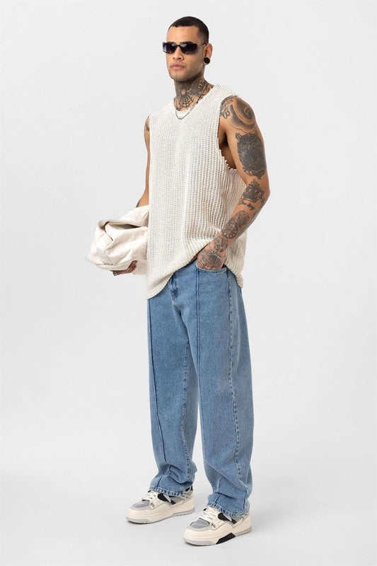 Stitched-Detail Relaxed-Fit Jeans