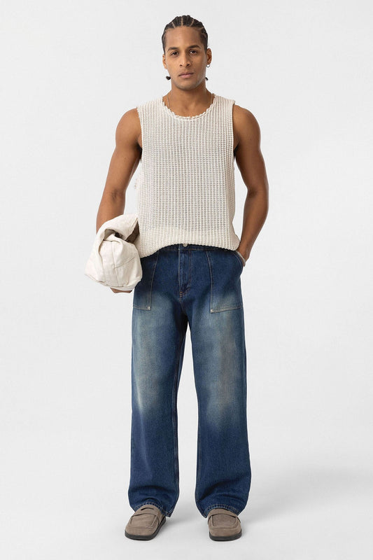 Baggy-Fit Jeans with Detailed Pockets