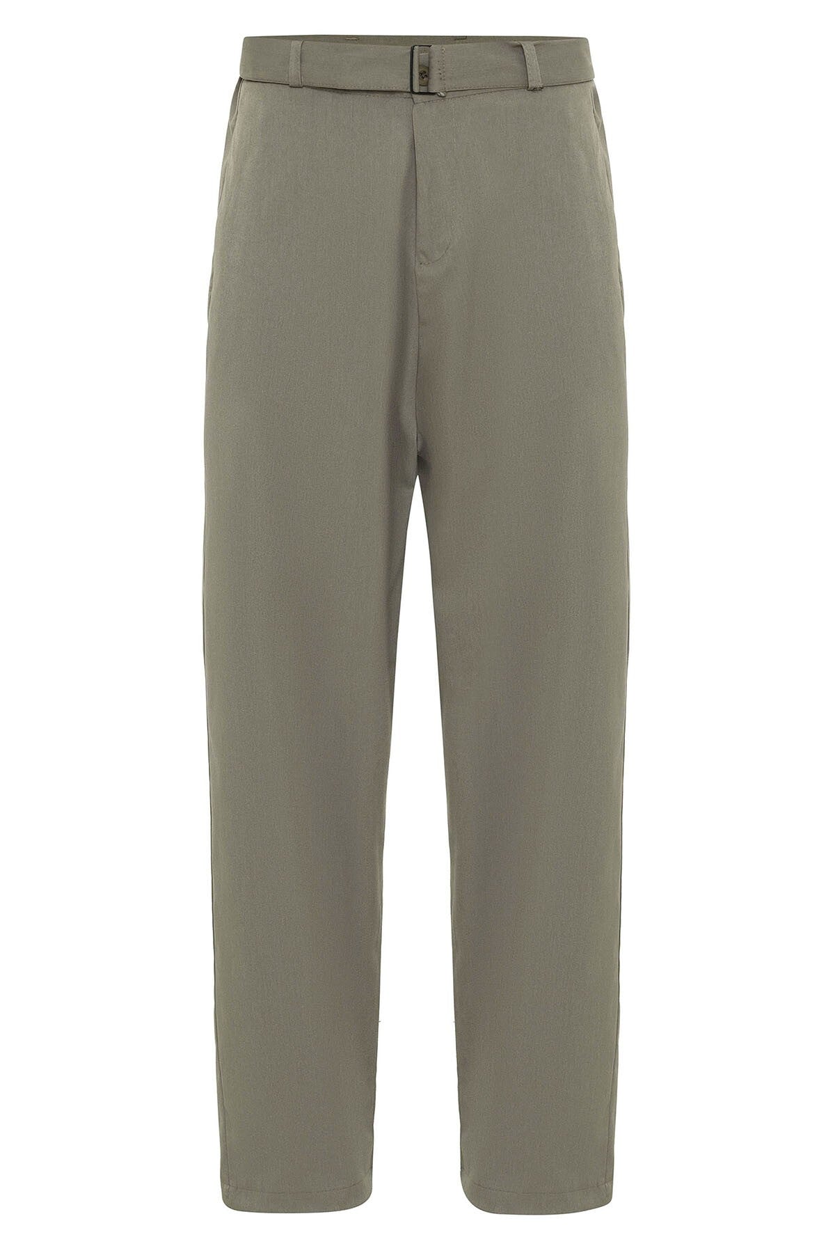 Arched-Waist Baggy Fabric Pants