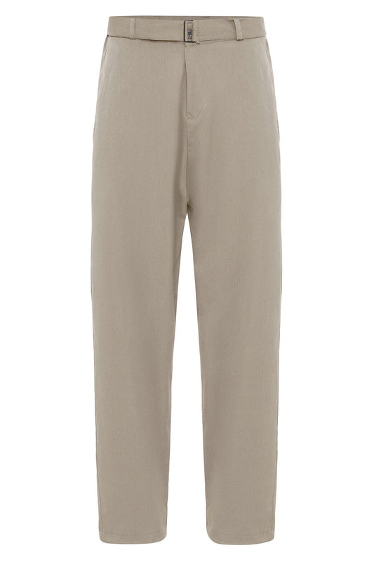 Arched-Waist Baggy Fabric Pants