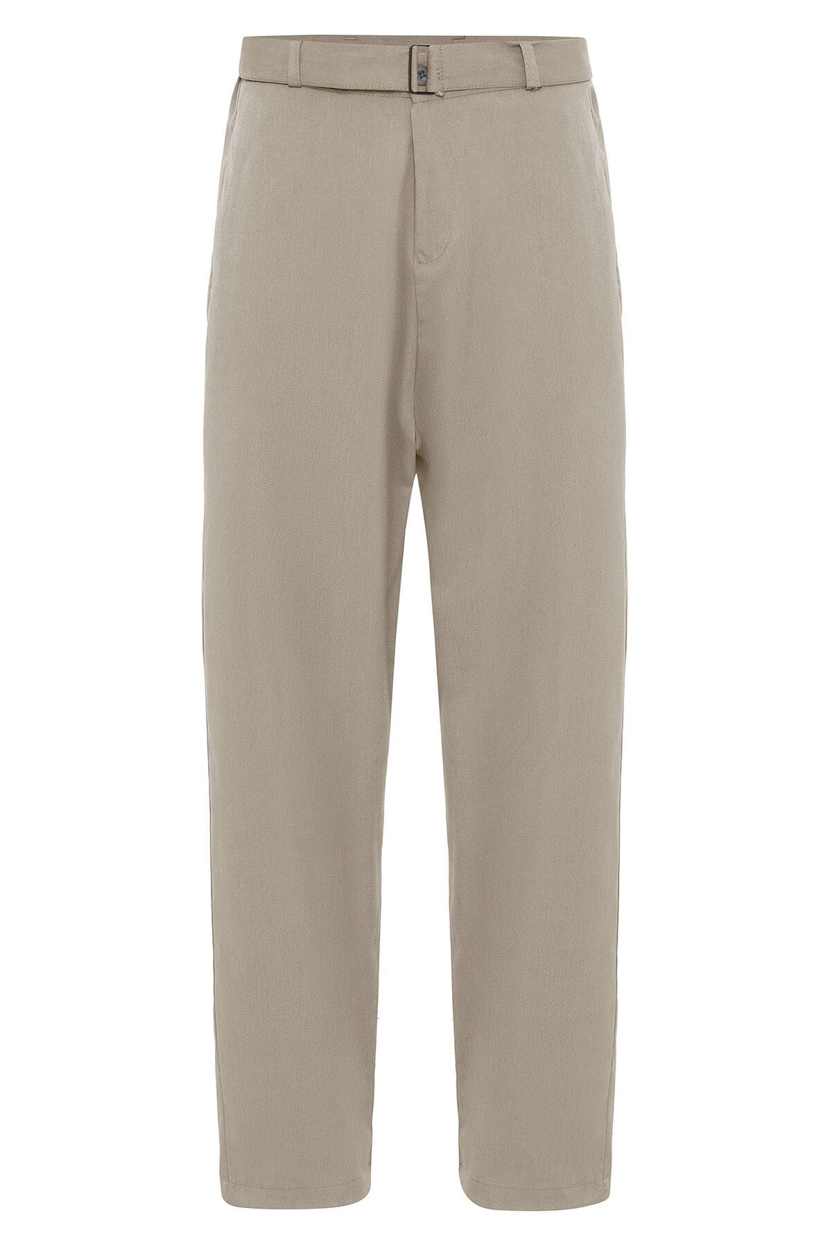 Arched-Waist Baggy Fabric Pants