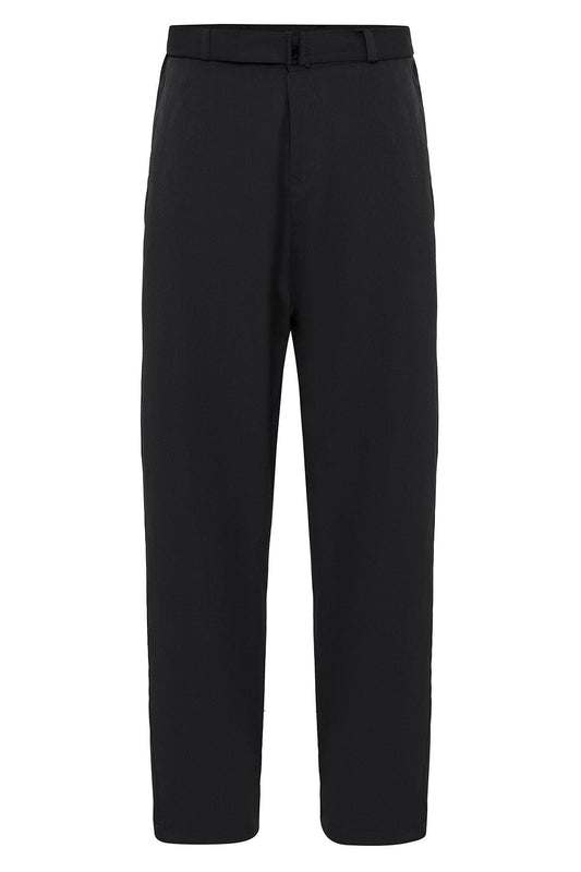 Arched-Waist Baggy Fabric Pants