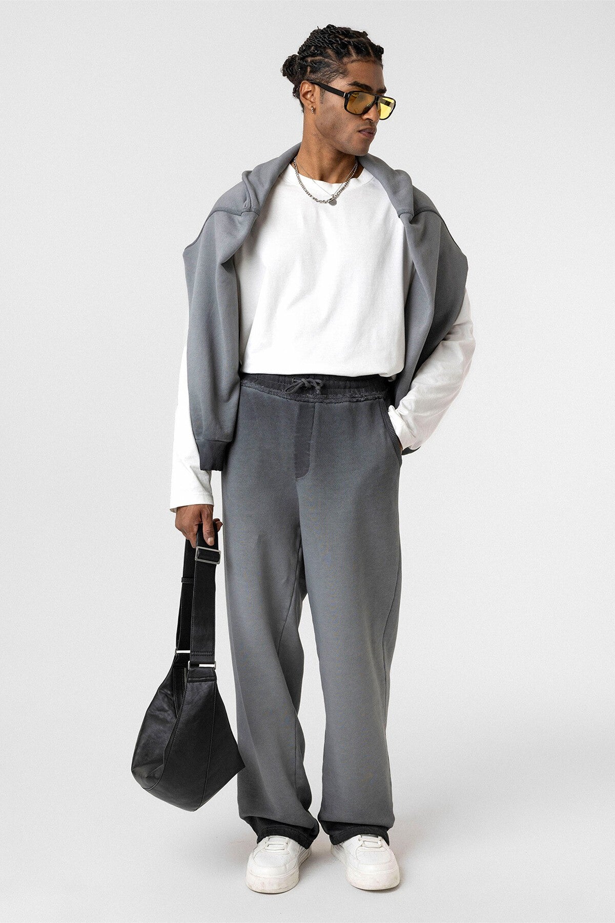 Oversized Sweatpants with Color Gradient and Washed Effect
