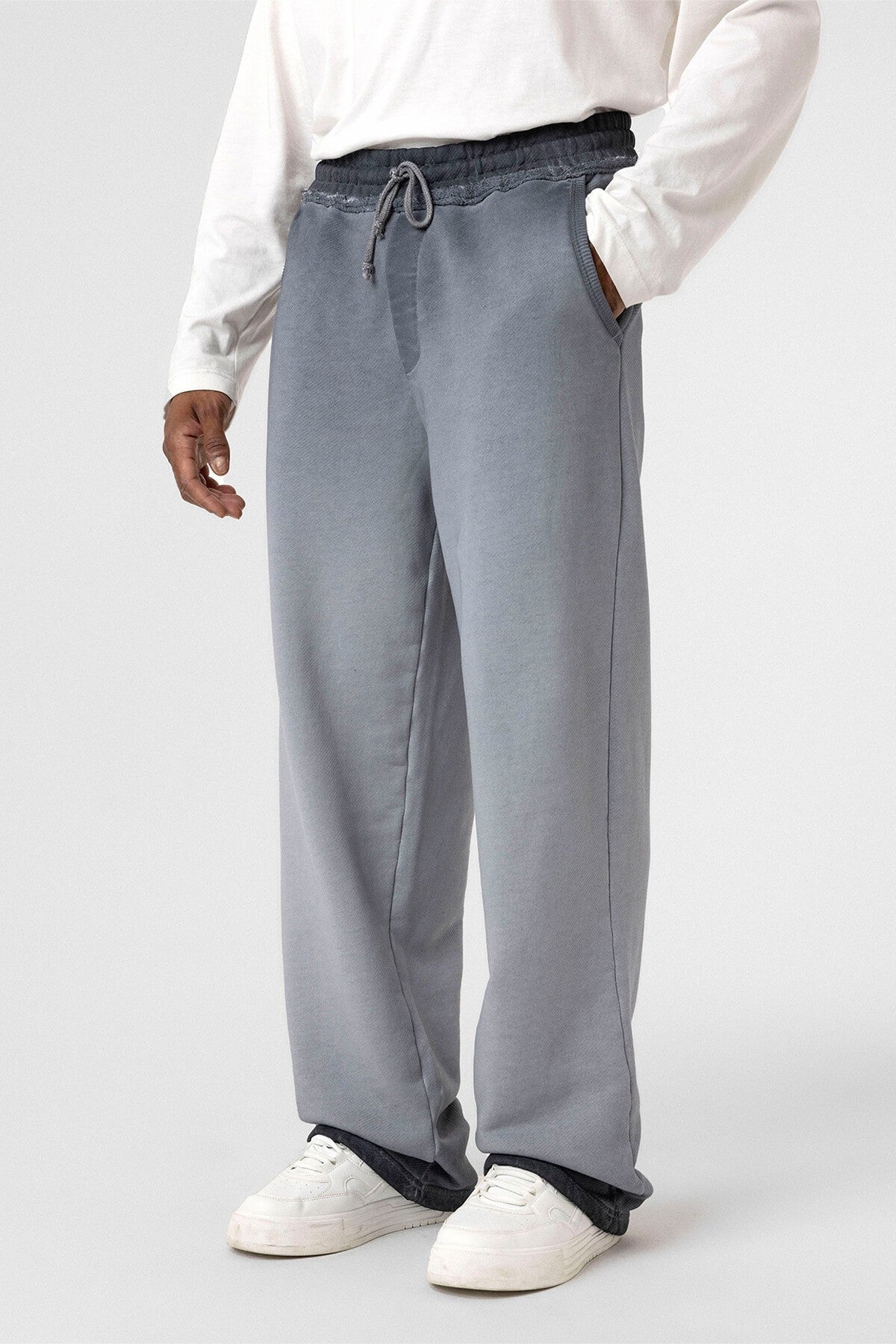 Oversized Sweatpants with Color Gradient and Washed Effect