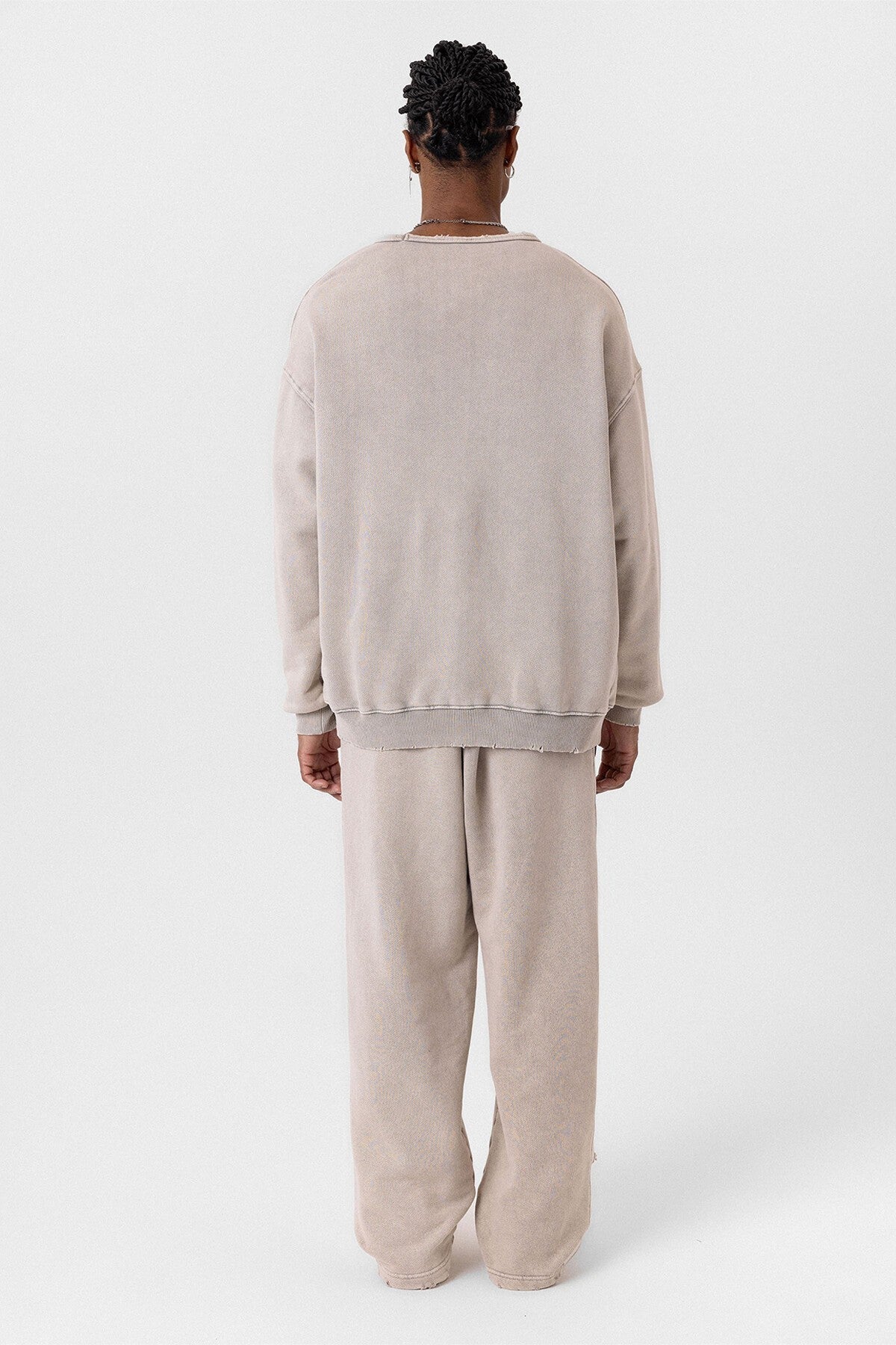 Premium Washed Oversized Sweatsuit Set with Ripped Details
