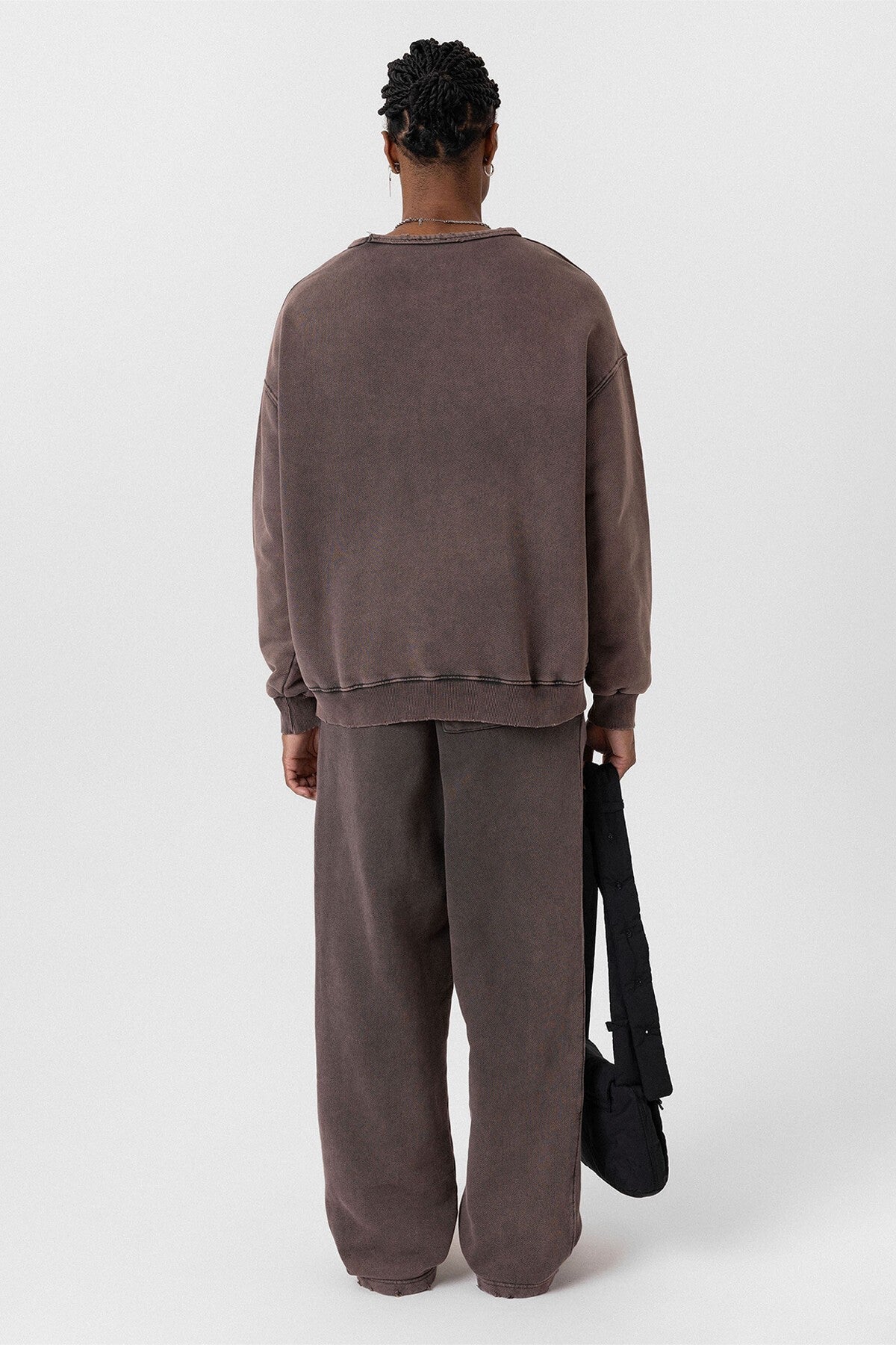 Premium Washed Oversized Sweatsuit Set with Ripped Details