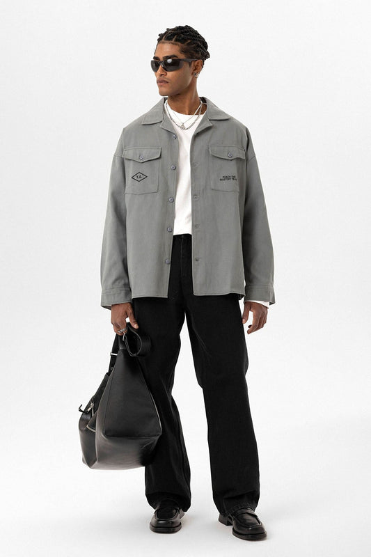 Oversized Denim Jacket with Back Print