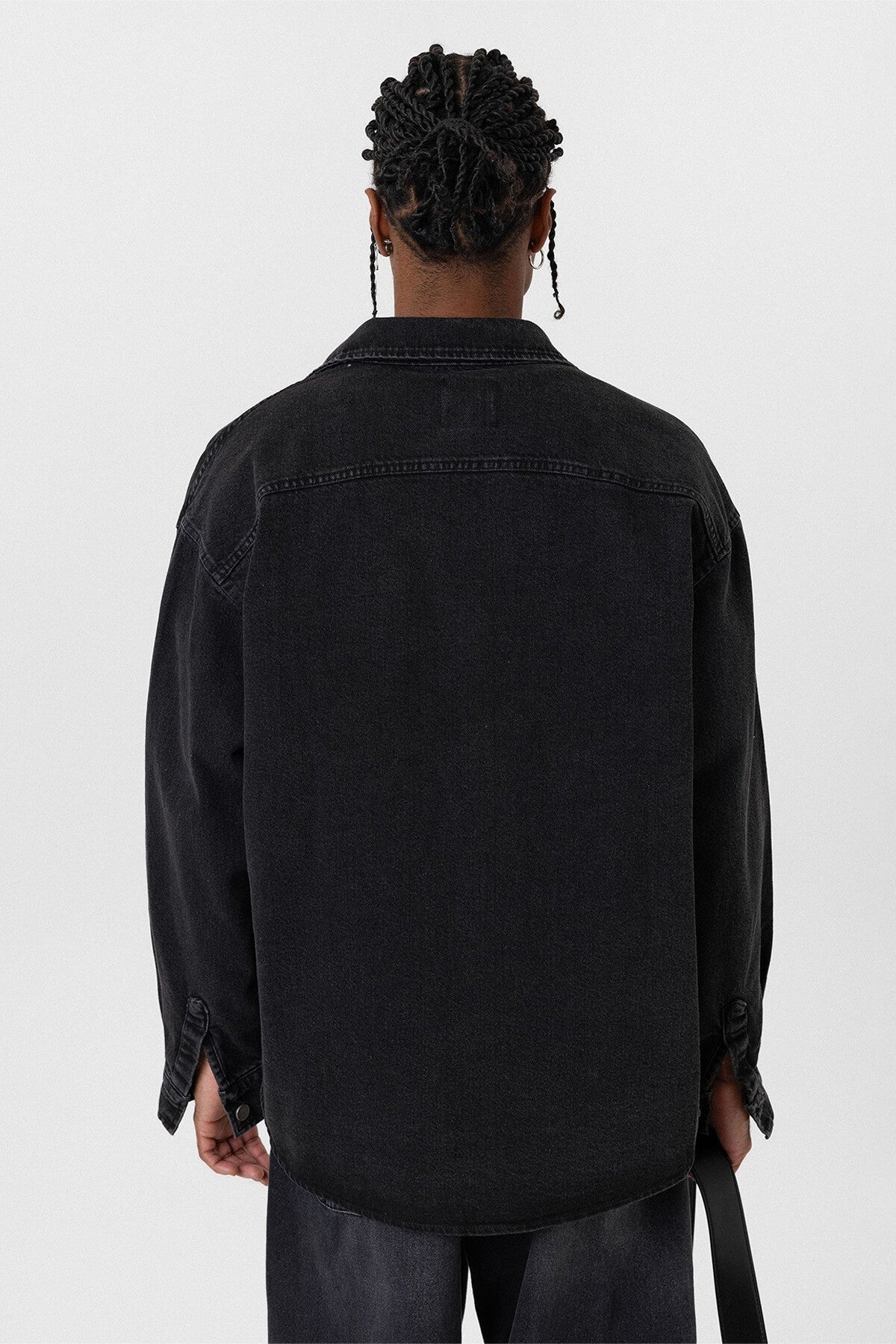 Oversized Denim Jacket with Detailed Pockets