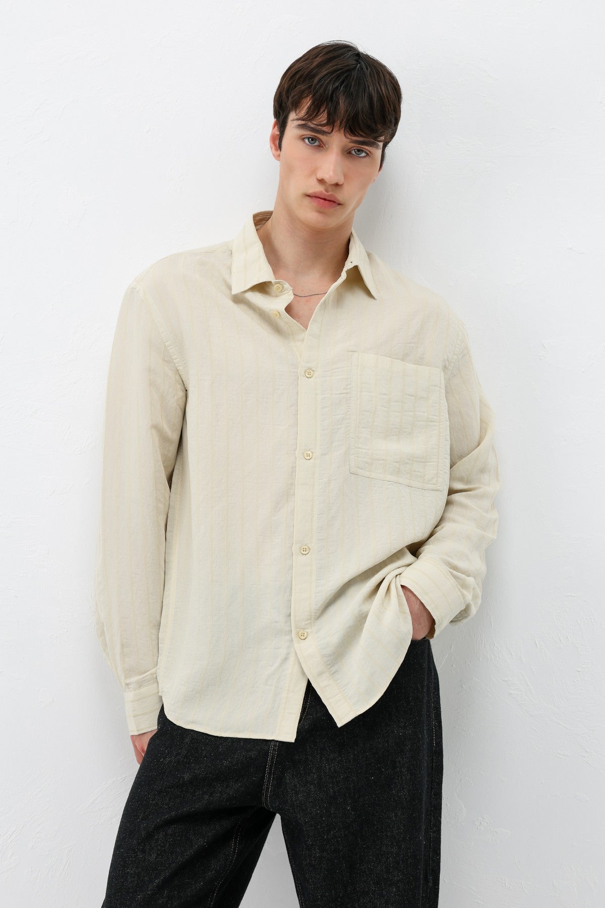 Oversized Striped Modal Shirt