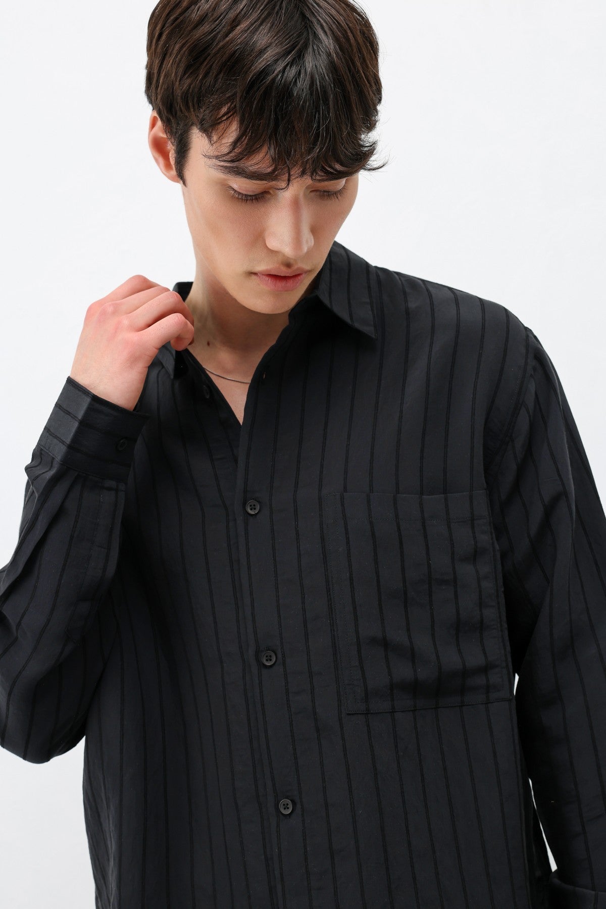 Oversized Striped Modal Shirt