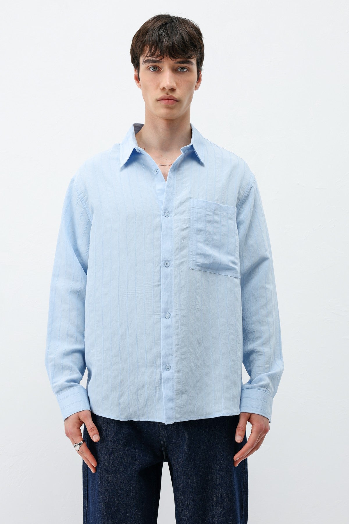 Oversized Striped Modal Shirt