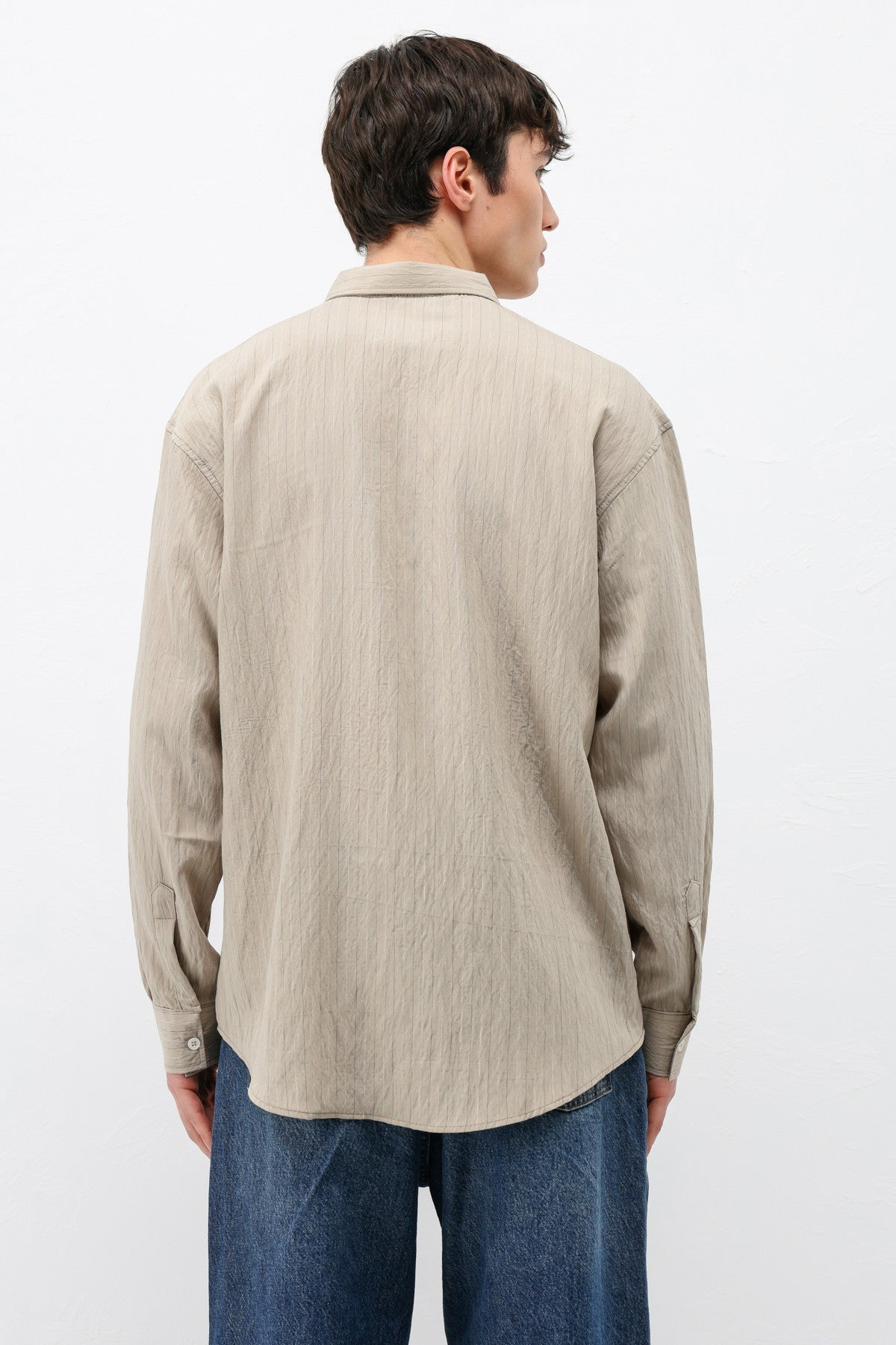 Oversized Shirt in Striped Lyocell Fabric