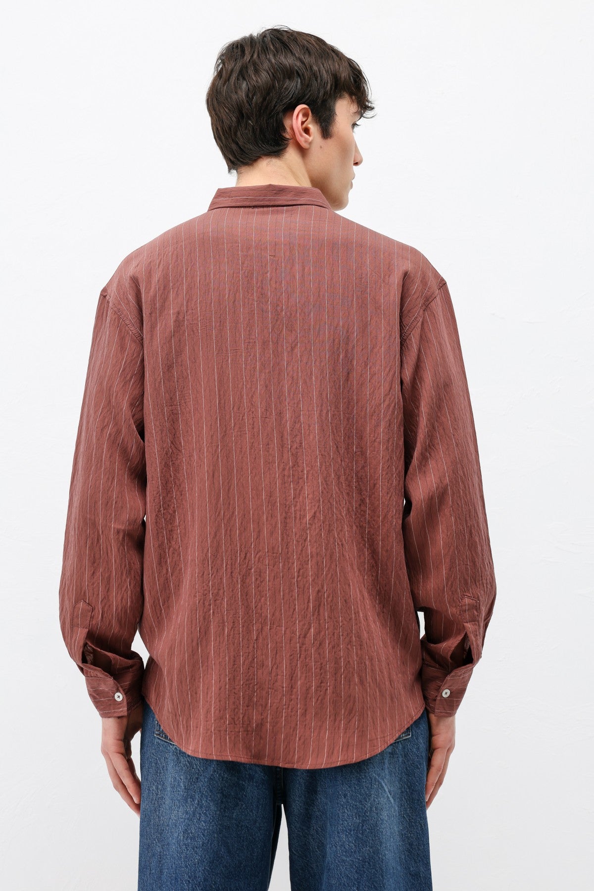 Oversized Shirt in Striped Lyocell Fabric