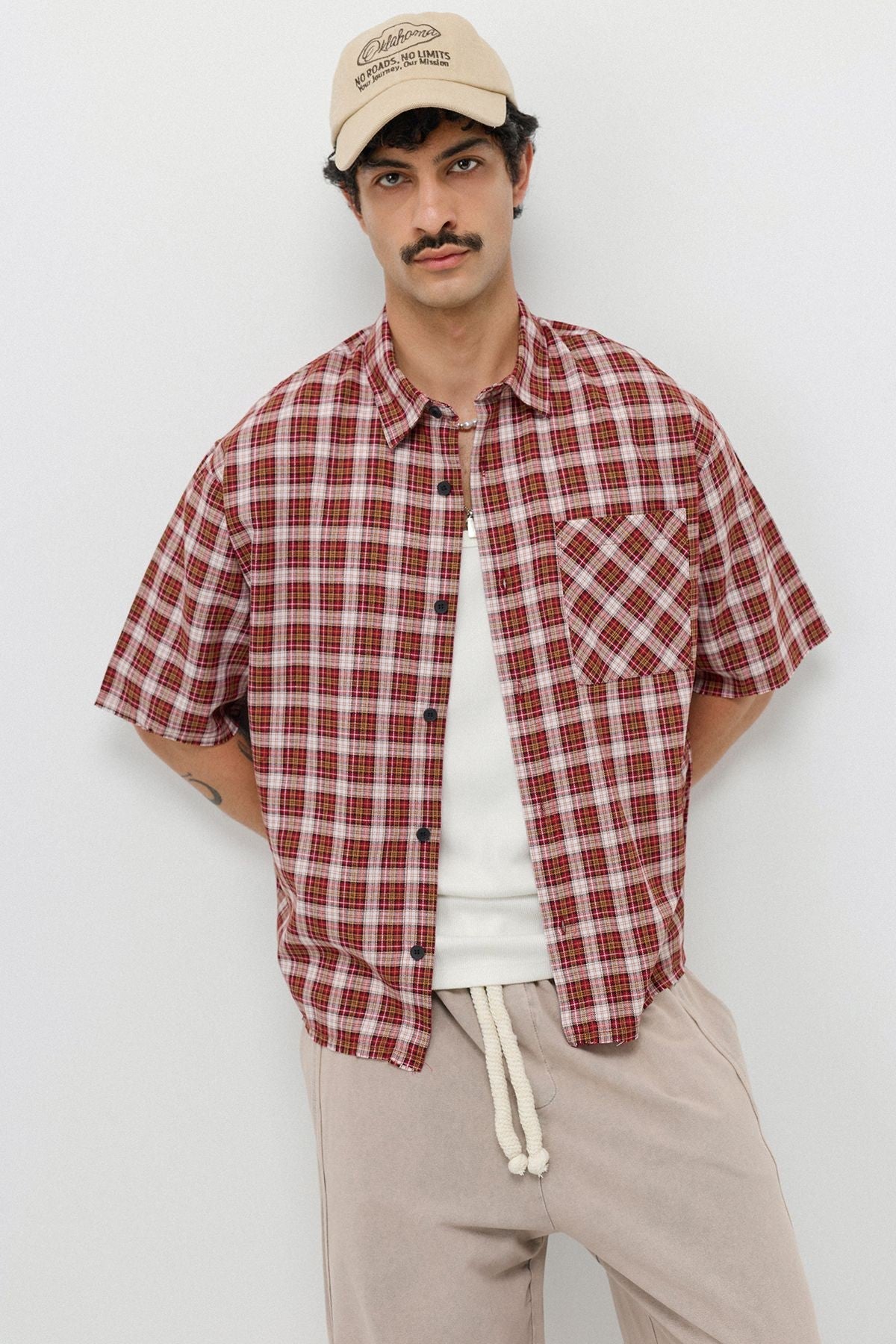 Boxy Fit Checkered Short-Sleeve Shirt