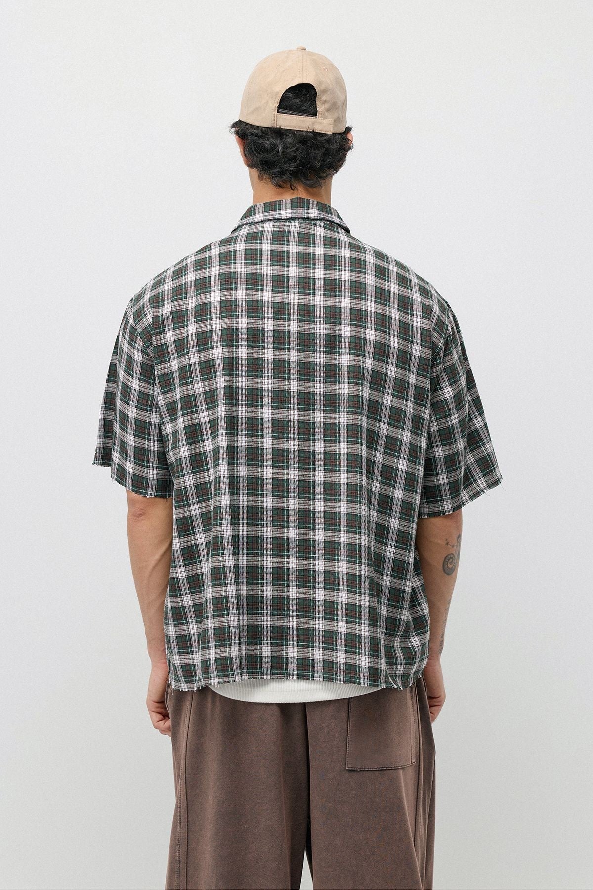 Boxy Fit Checkered Short-Sleeve Shirt