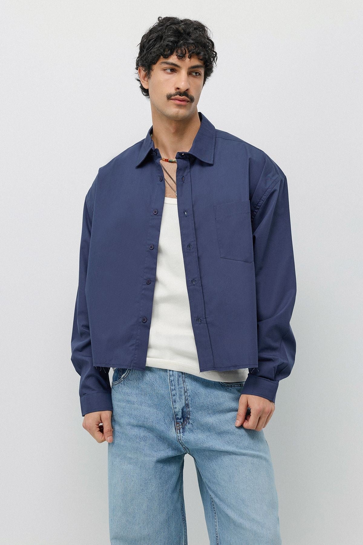 Linen Boxy Fit Crop Shirt