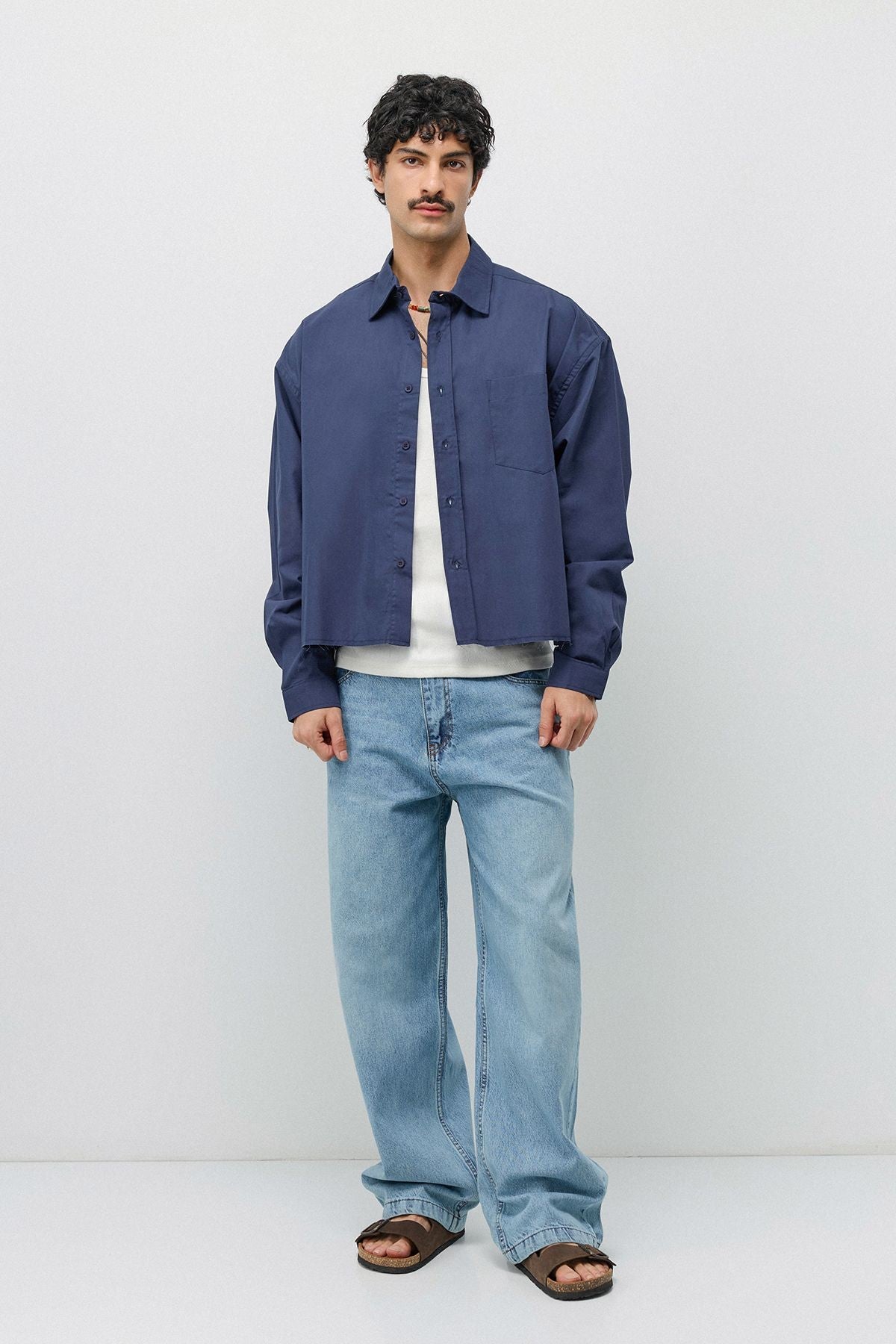Linen Boxy Fit Crop Shirt