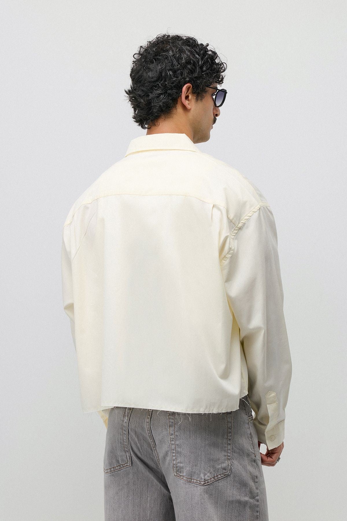 Linen Boxy Fit Crop Shirt