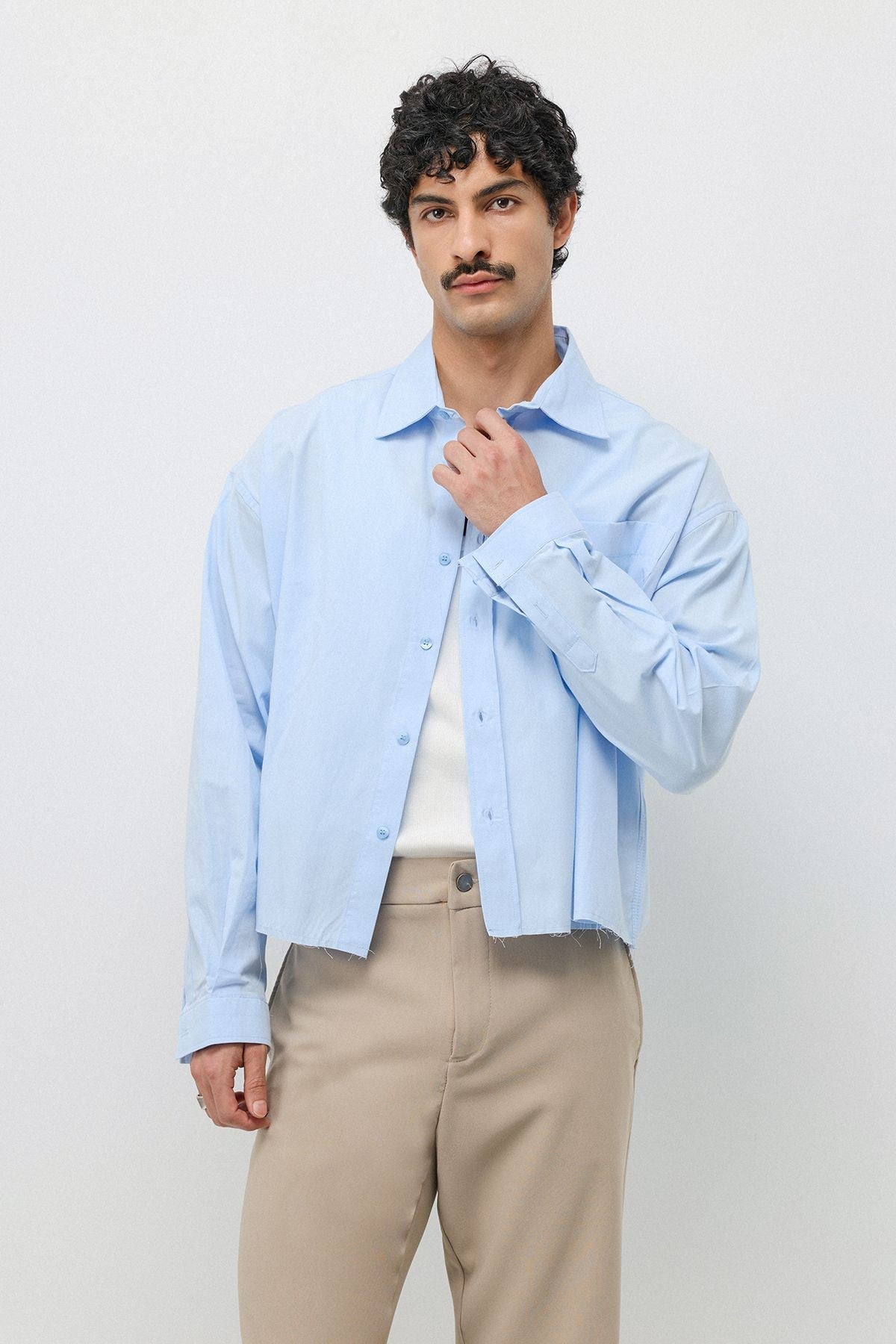 Linen Boxy Fit Crop Shirt