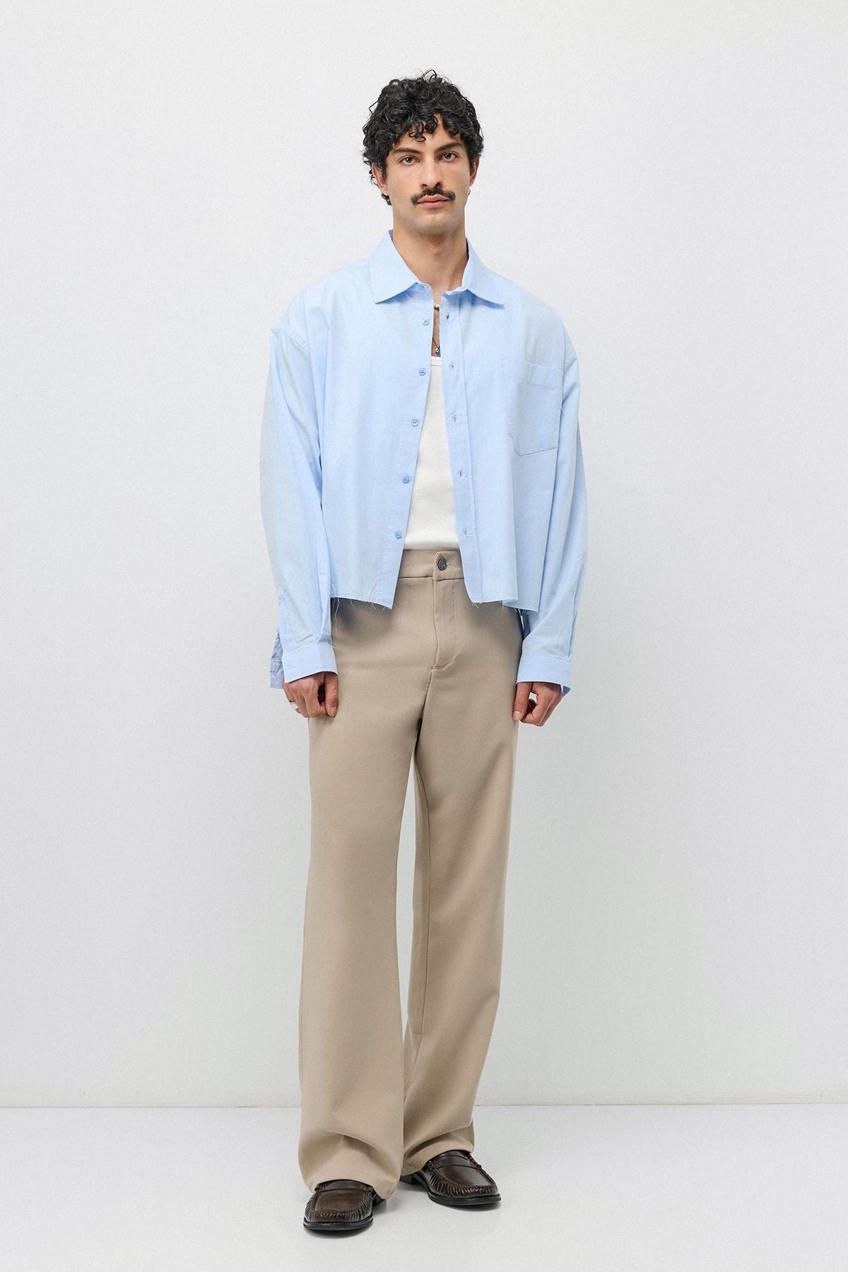 Linen Boxy Fit Crop Shirt