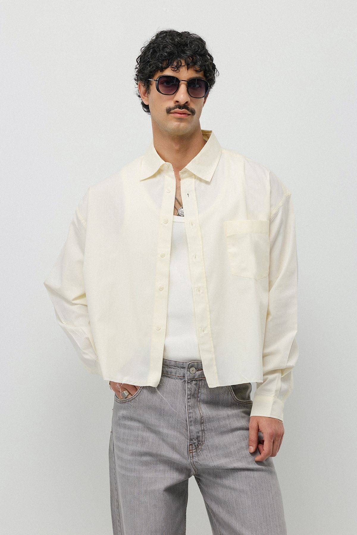 Linen Boxy Fit Crop Shirt