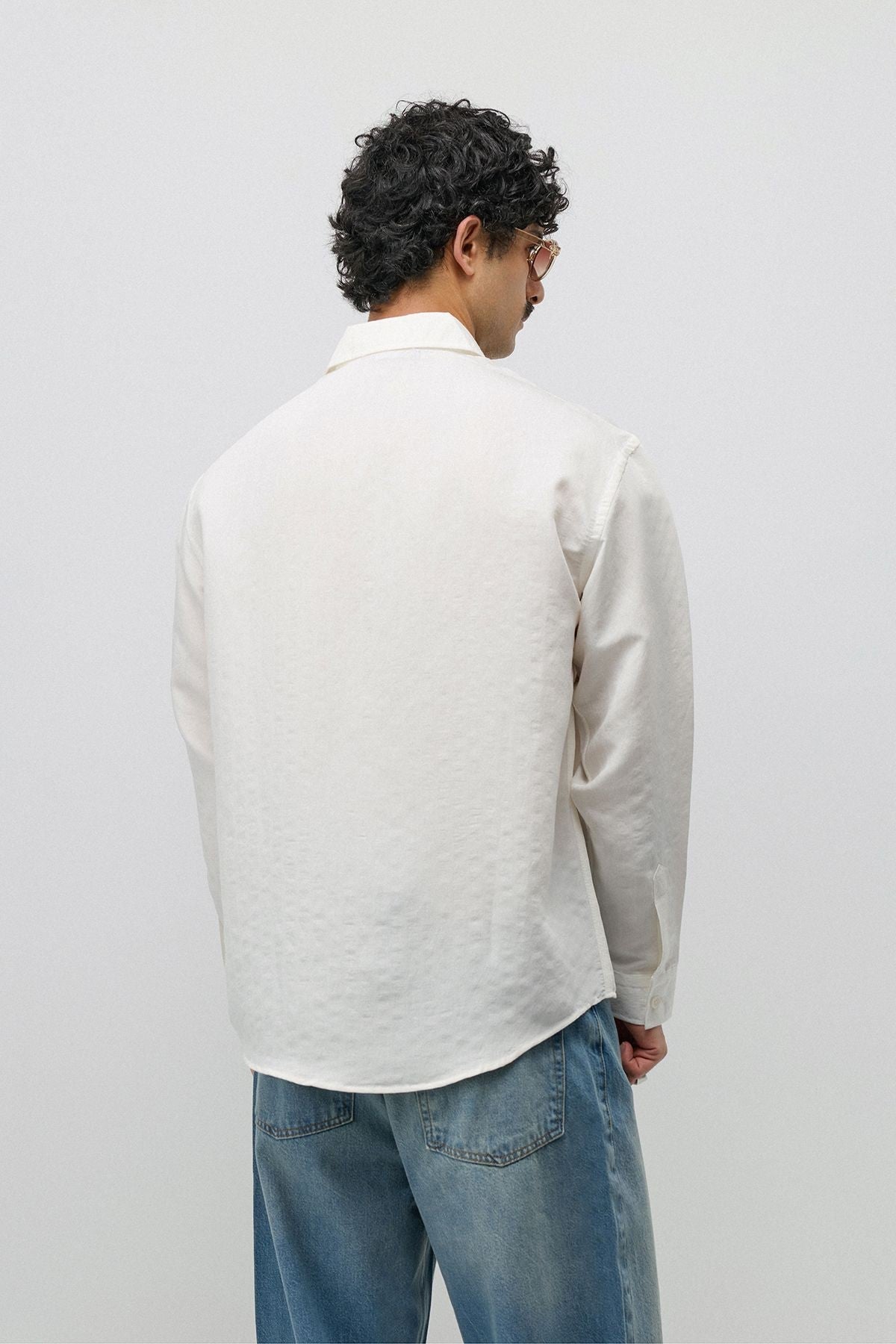 Oversized Shirt with a Modal Blend and Fine Stripes