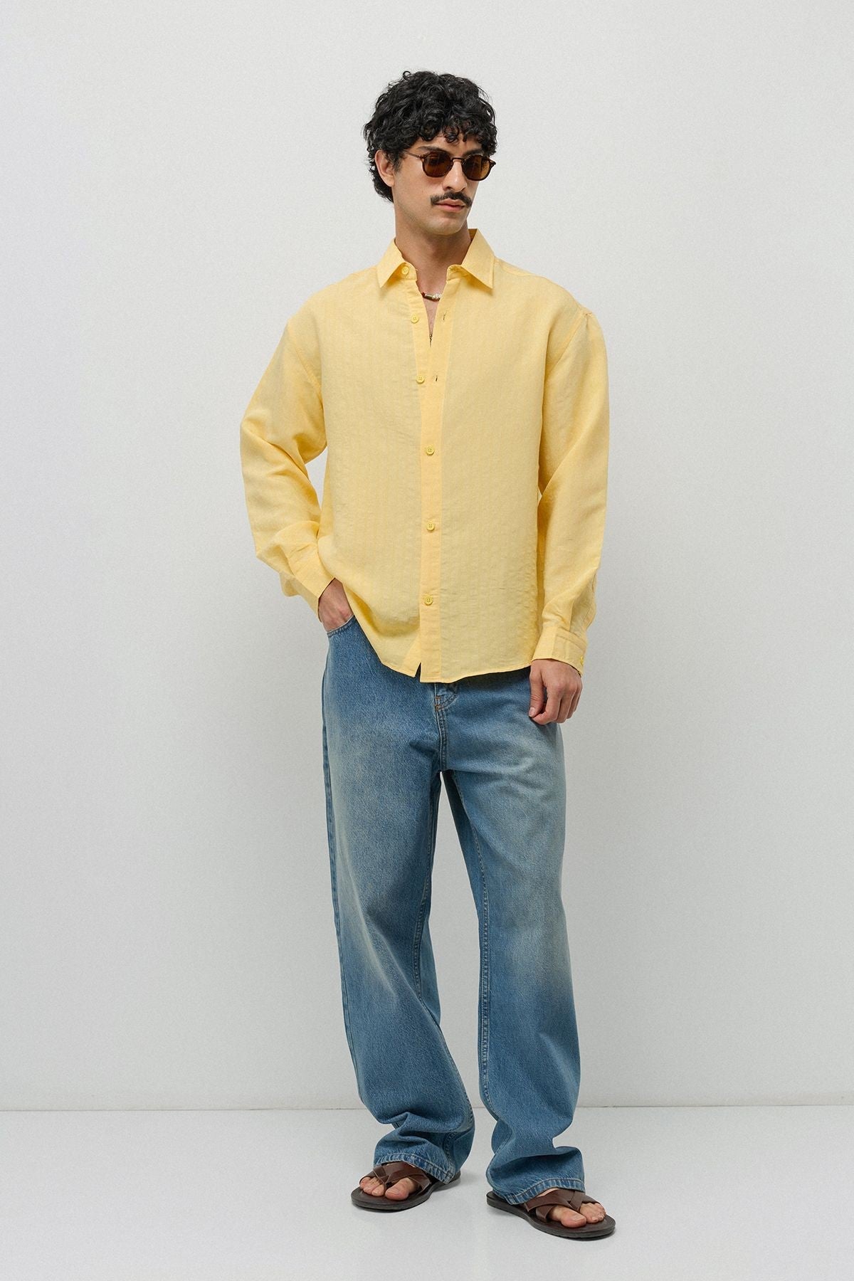 Oversized Shirt with a Modal Blend and Fine Stripes