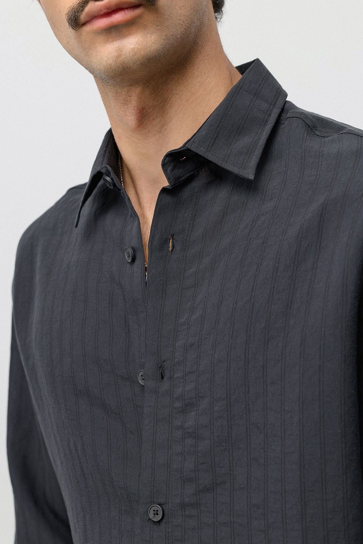 Oversized Shirt with a Modal Blend and Fine Stripes