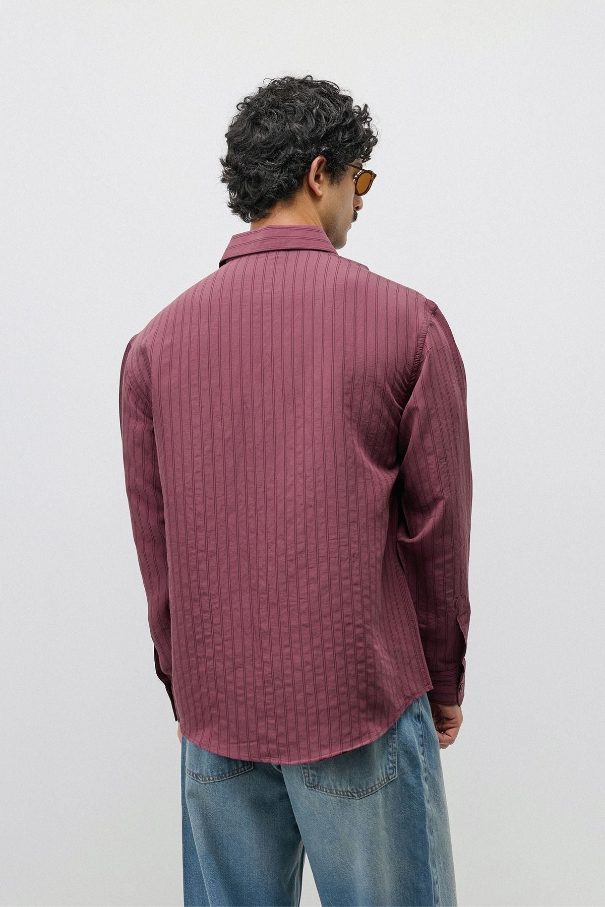 Oversized Shirt with a Modal Blend and Fine Stripes
