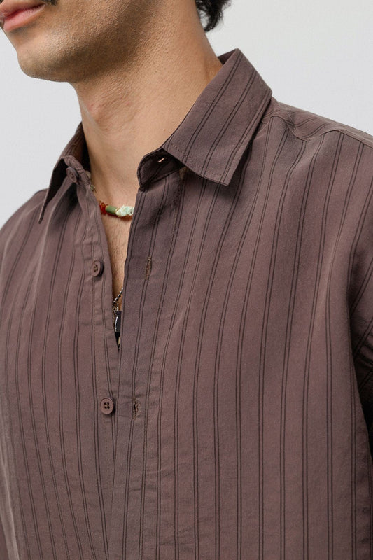 Oversized Shirt with a Modal Blend and Fine Stripes
