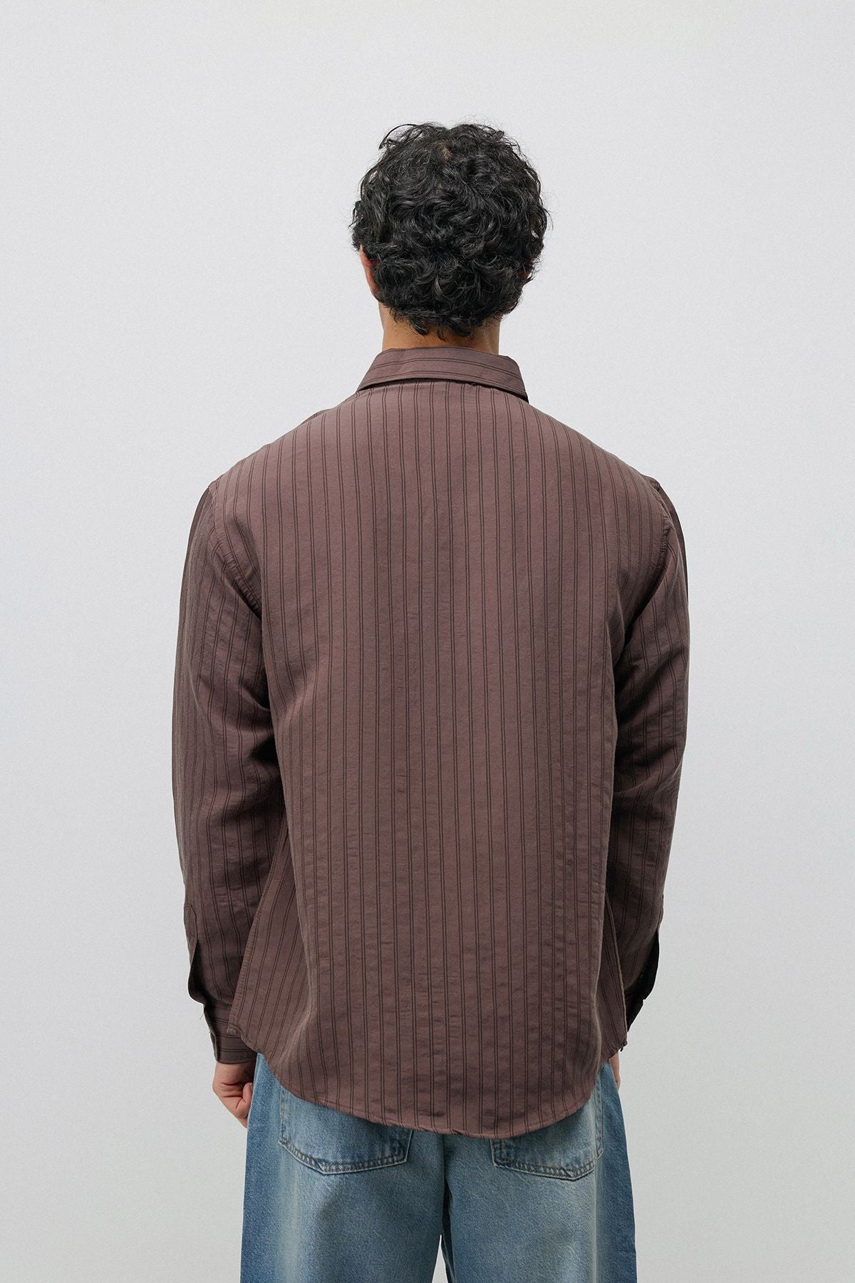 Oversized Shirt with a Modal Blend and Fine Stripes