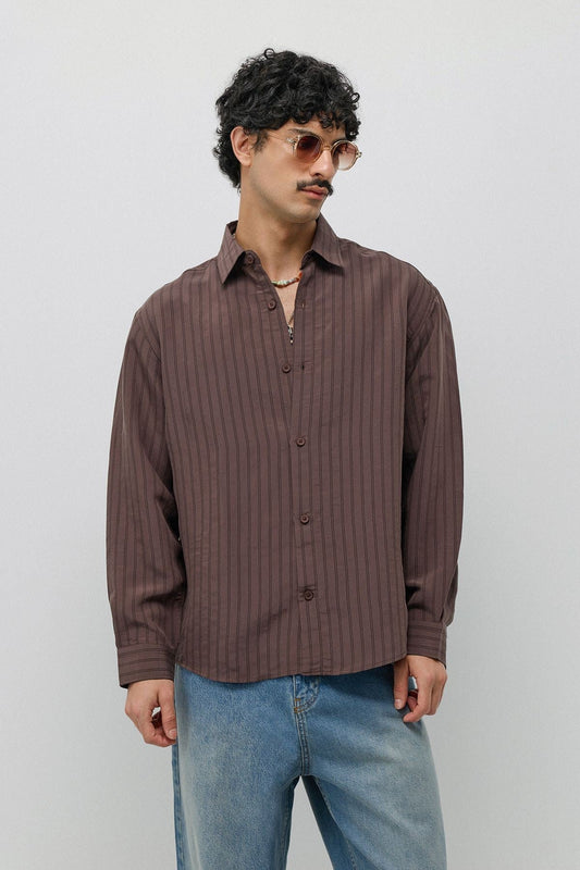 Oversized Shirt with a Modal Blend and Fine Stripes