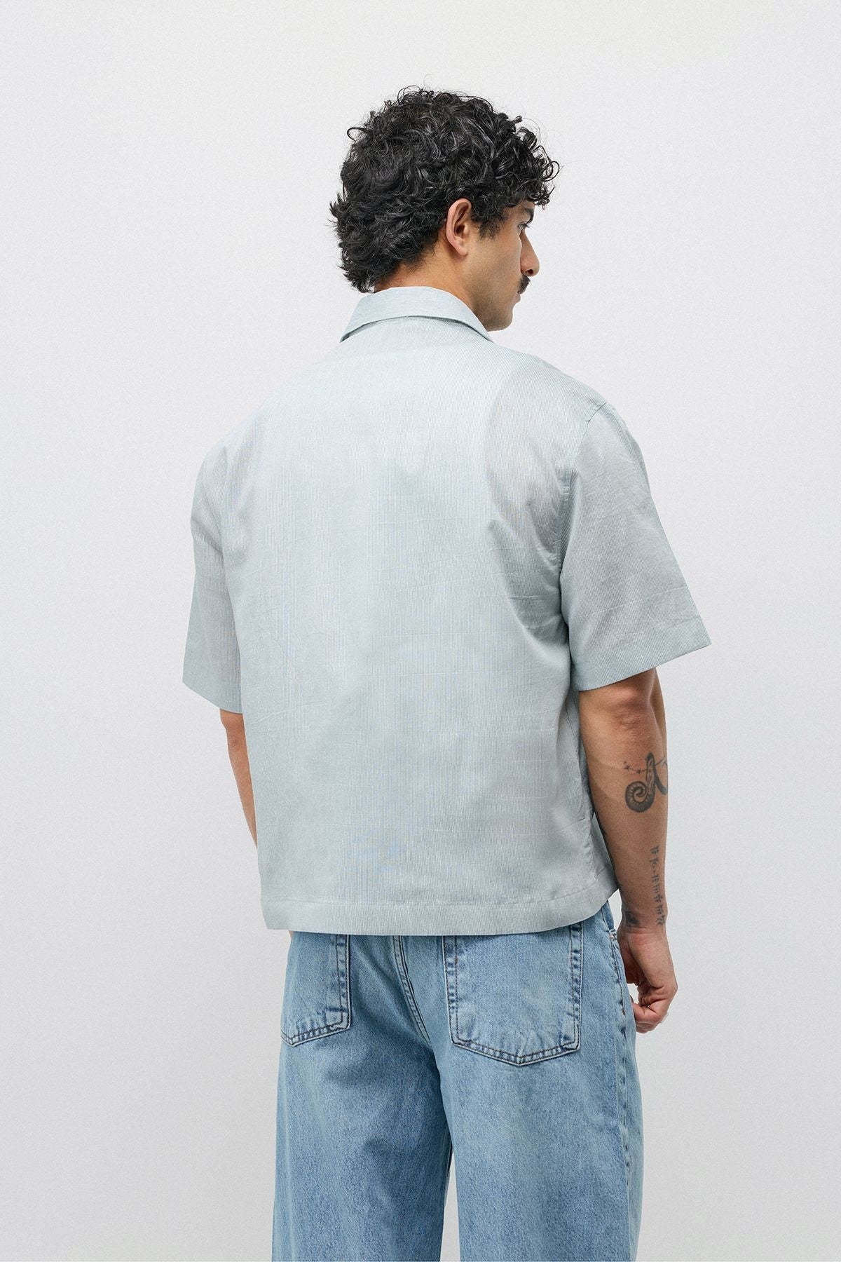 Embroidered Striped Box-Fit Shirt