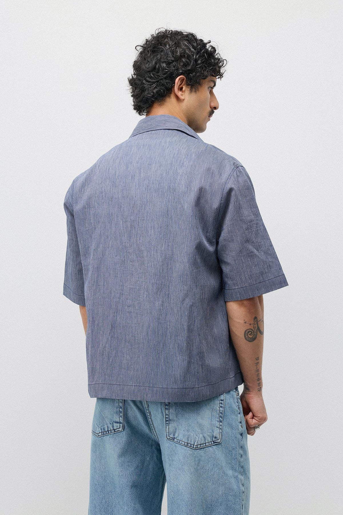 Embroidered Striped Box-Fit Shirt