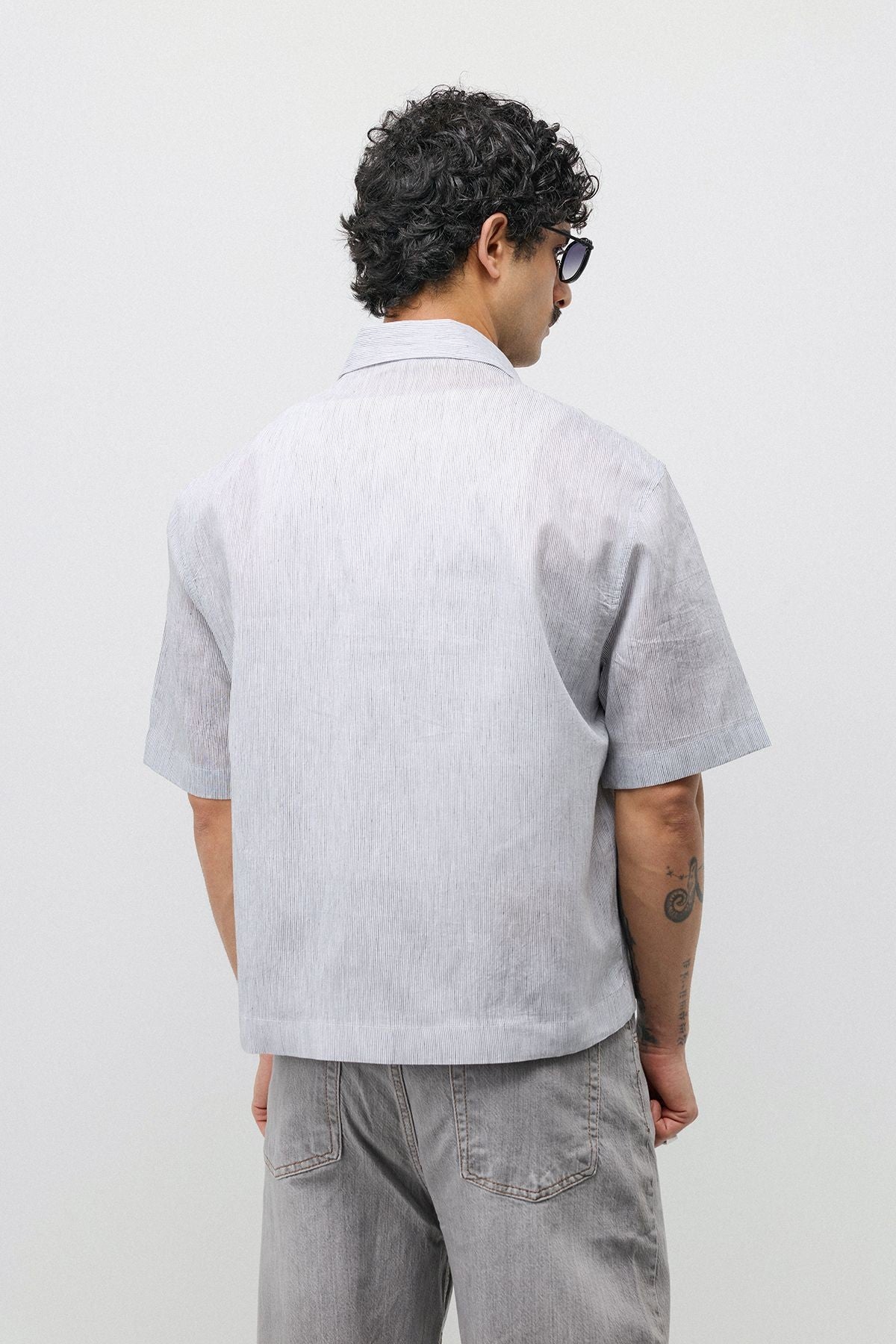 Embroidered Striped Box-Fit Shirt