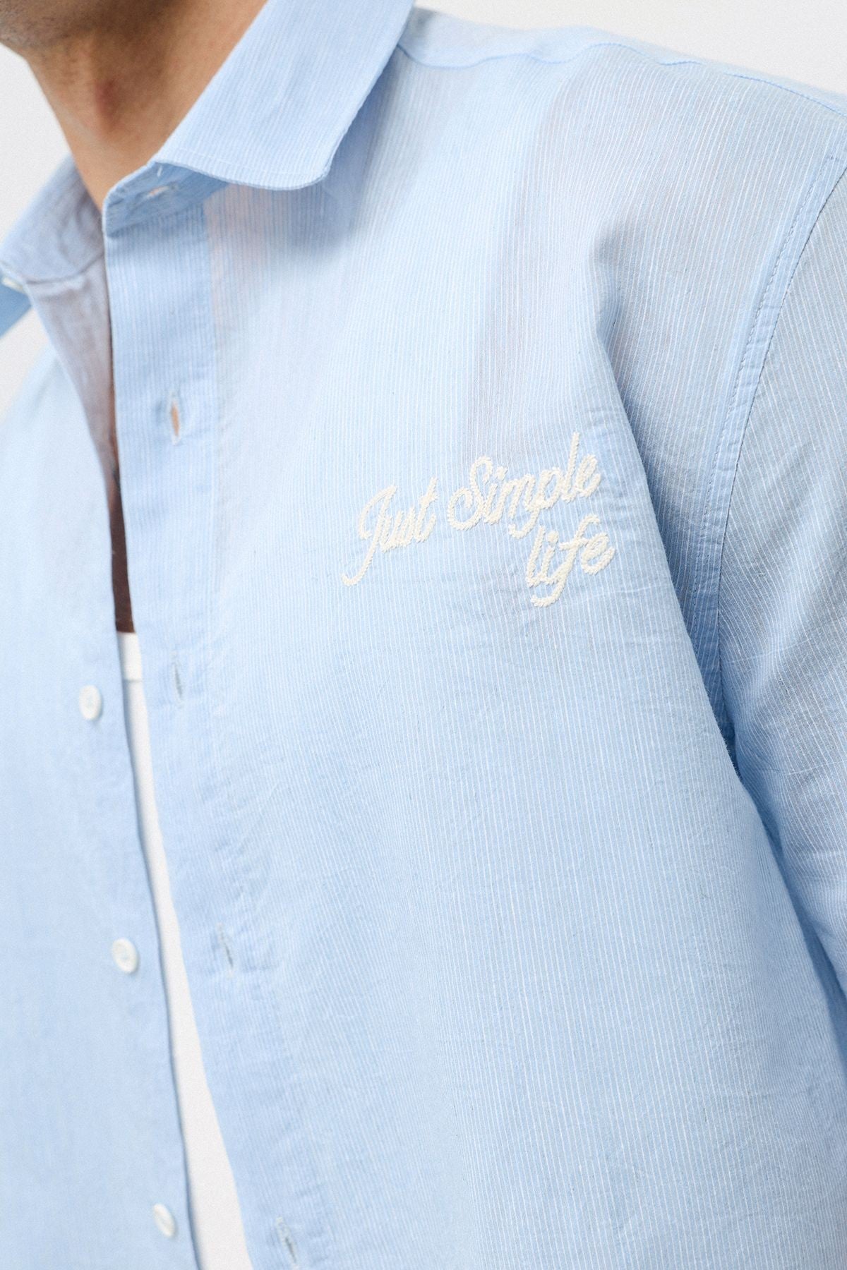 Embroidered Striped Box-Fit Shirt