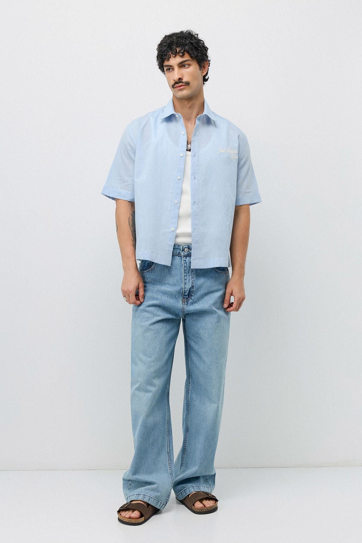 Embroidered Striped Box-Fit Shirt