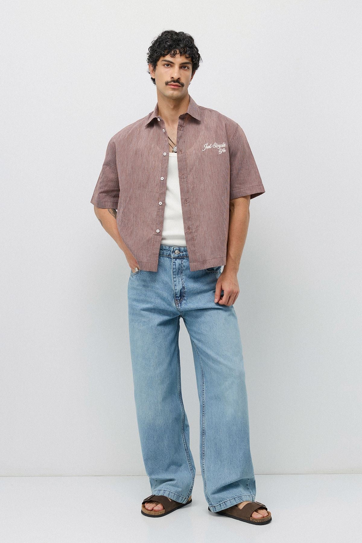 Embroidered Striped Box-Fit Shirt