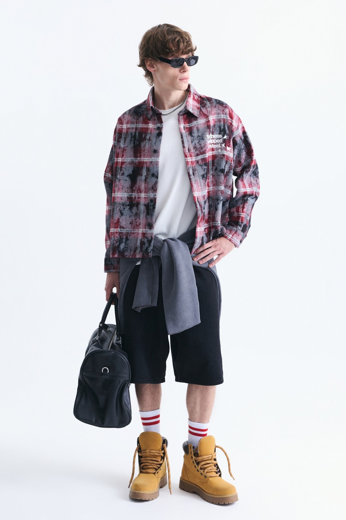 Boxy Fit Checkered Long-Sleeve Shirt