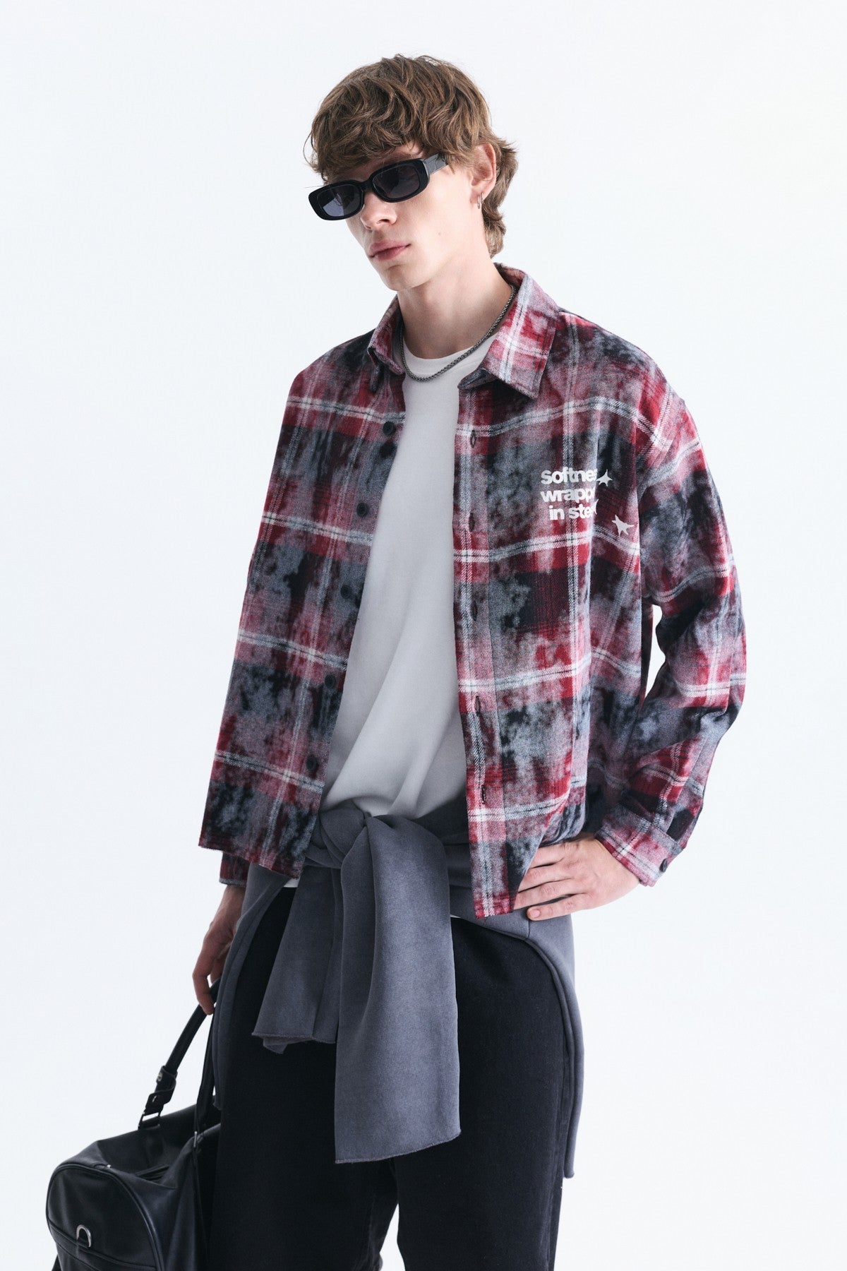 Boxy Fit Checkered Long-Sleeve Shirt