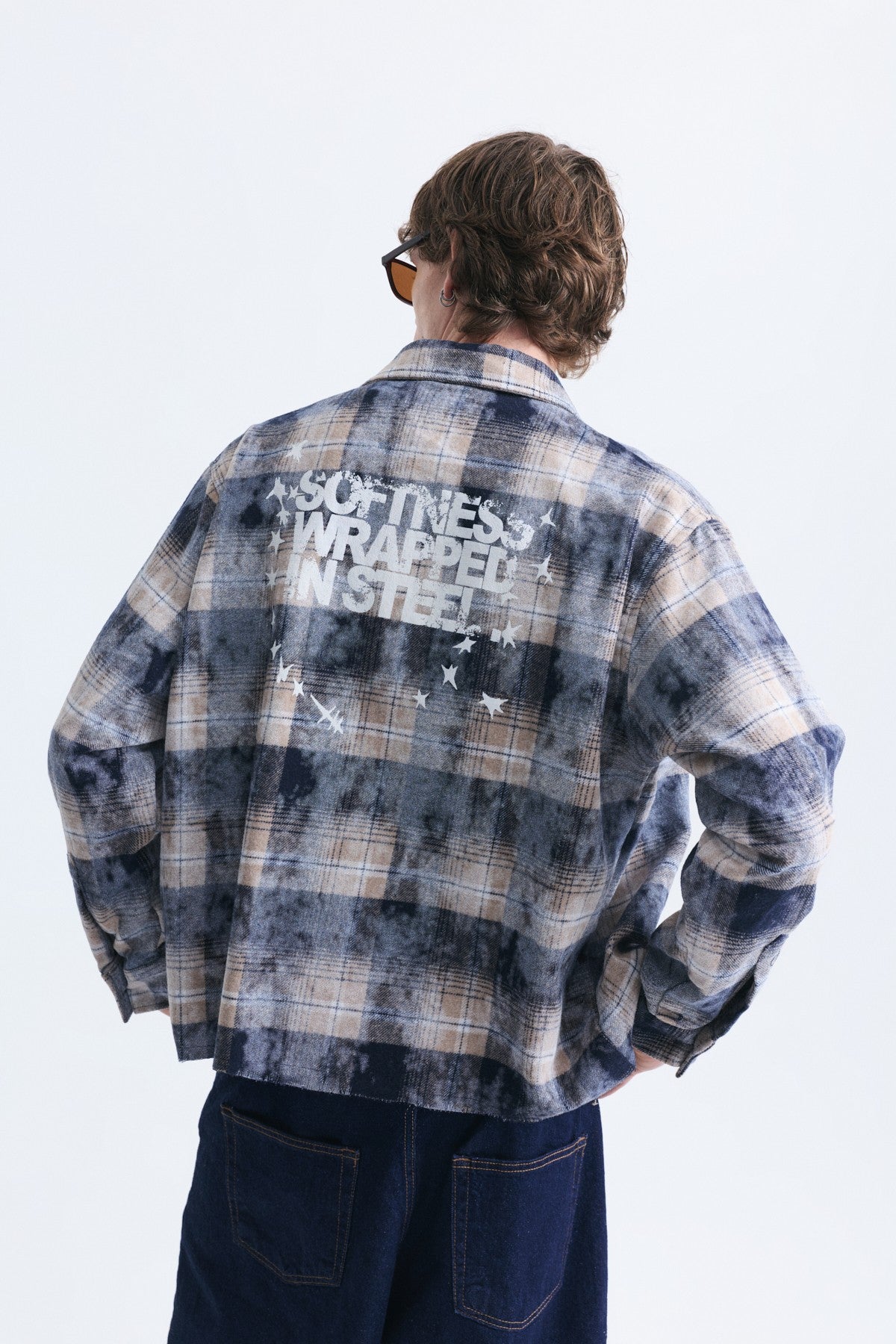 Boxy Fit Checkered Long-Sleeve Shirt