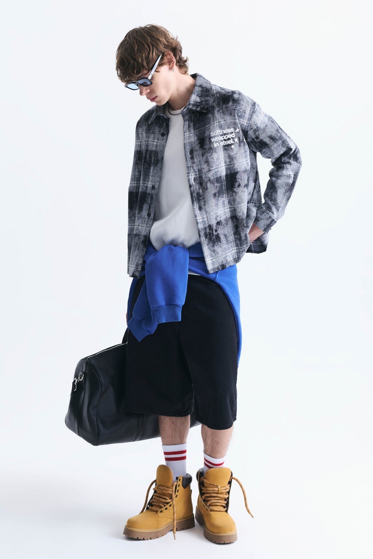 Boxy Fit Checkered Long-Sleeve Shirt