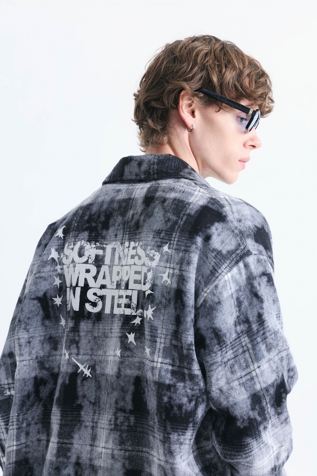Boxy Fit Checkered Long-Sleeve Shirt