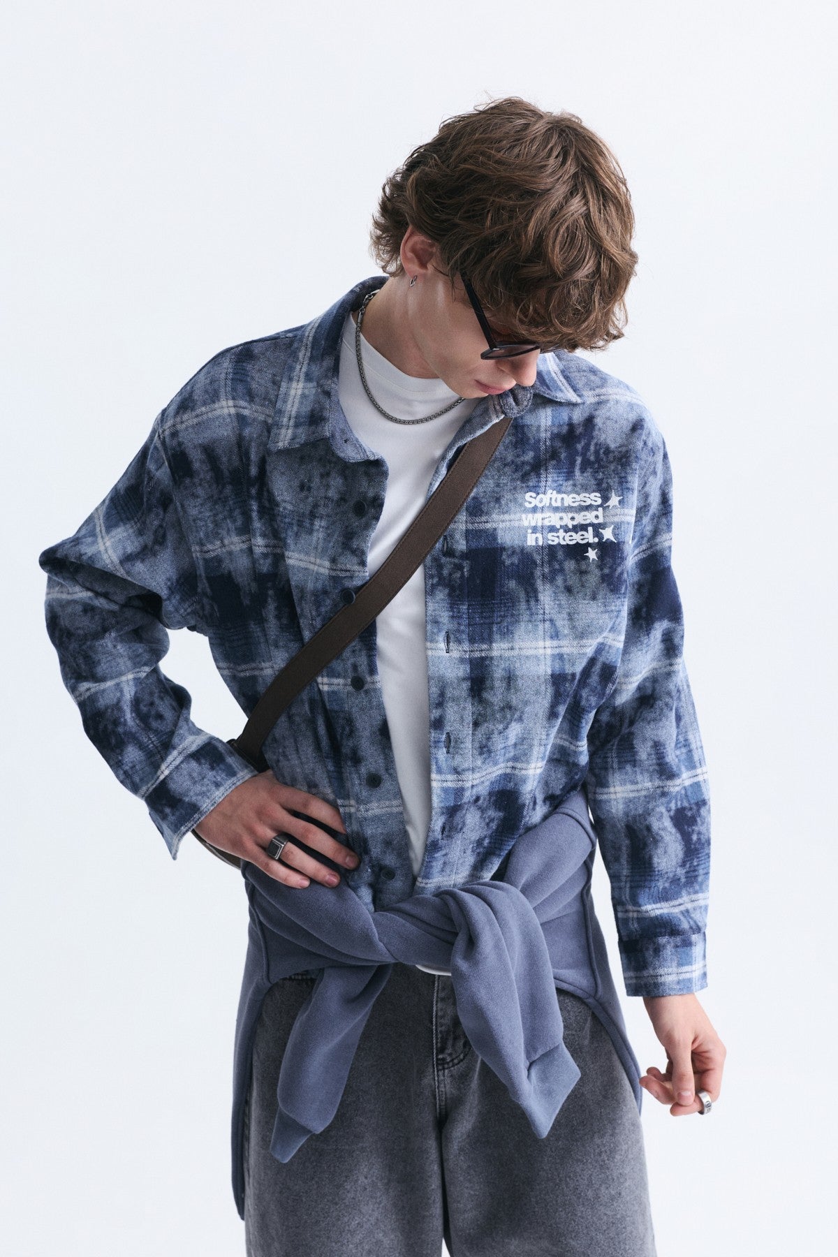Boxy Fit Checkered Long-Sleeve Shirt
