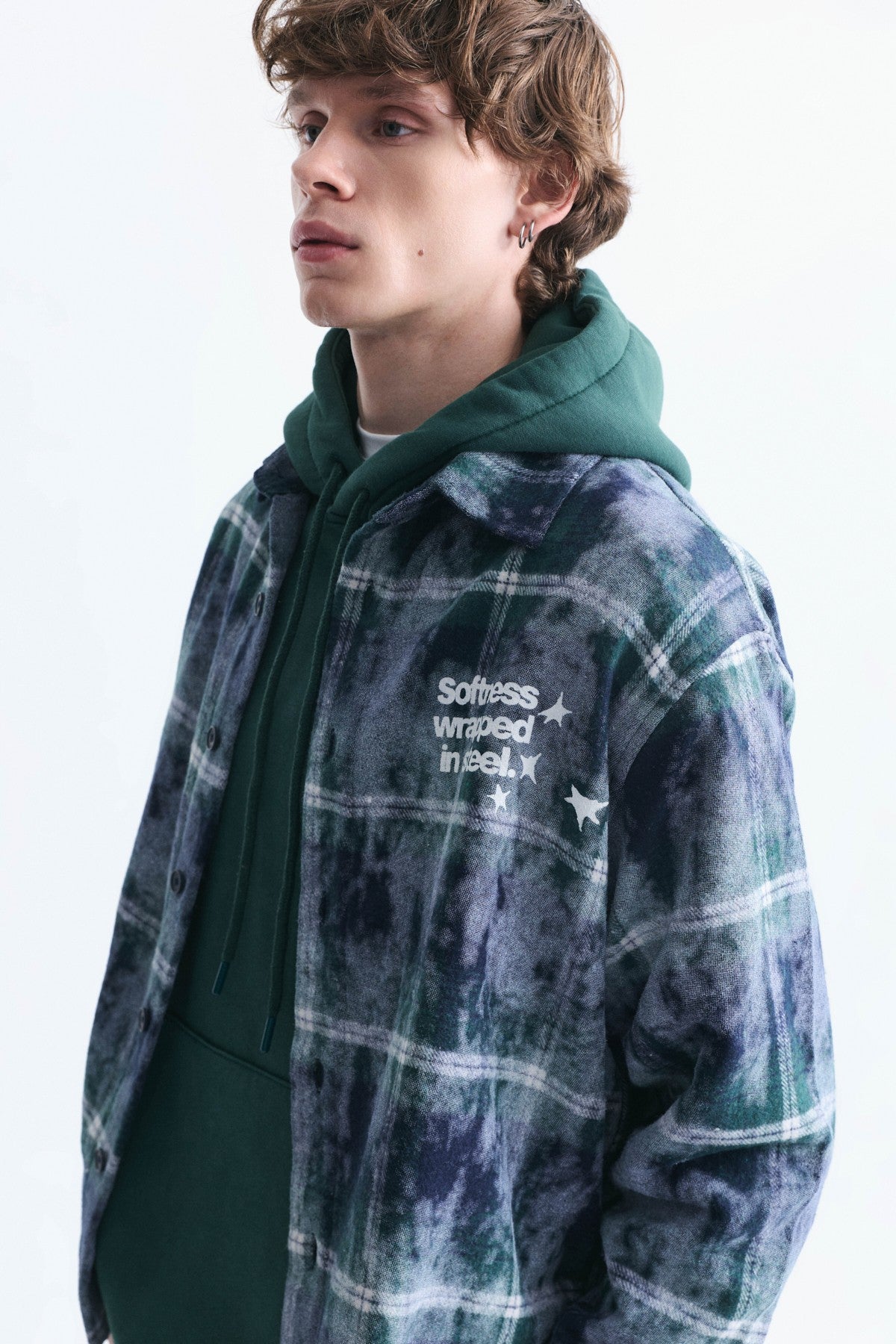 Boxy Fit Checkered Long-Sleeve Shirt