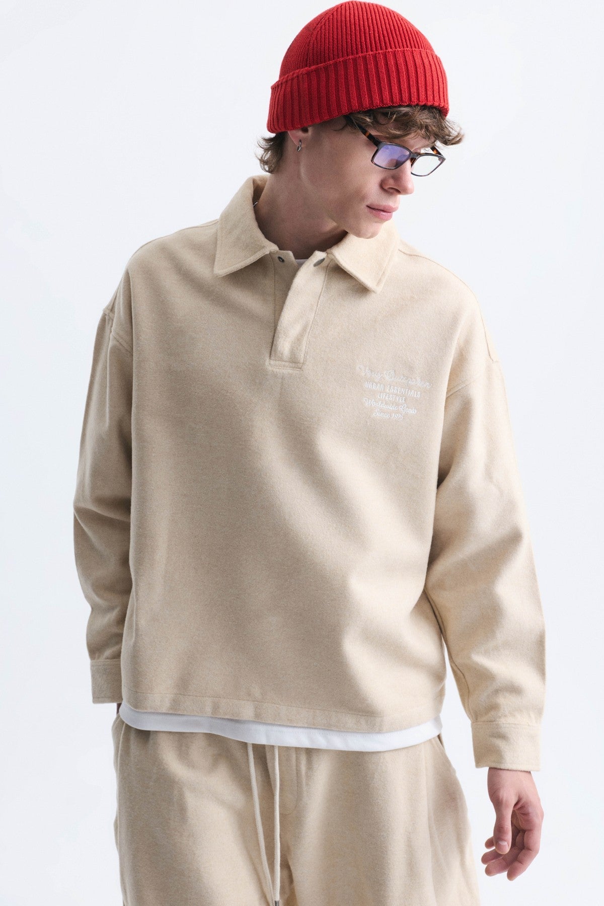 Boxy Fit Polo-Neck Sweatshirt