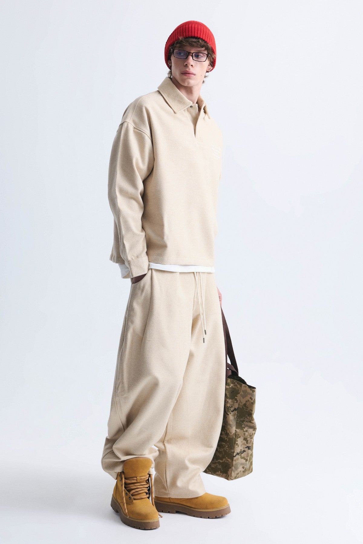 Boxy Fit Polo-Neck Sweatshirt