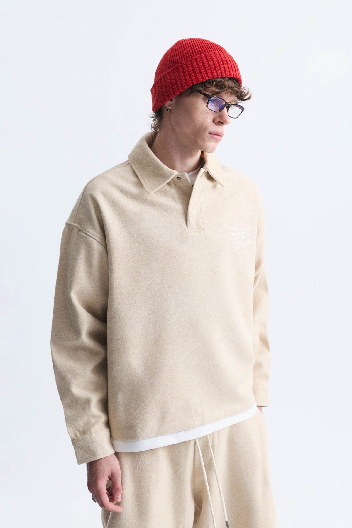Boxy Fit Polo-Neck Sweatshirt