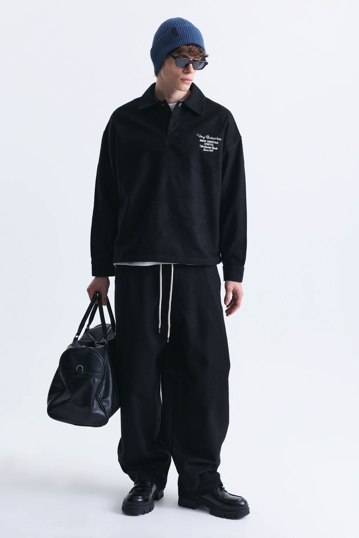 Boxy Fit Polo-Neck Sweatshirt